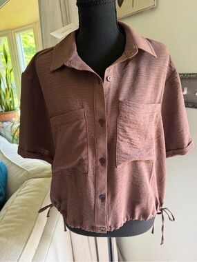 No Comment Plus Brown Open-Front Duster